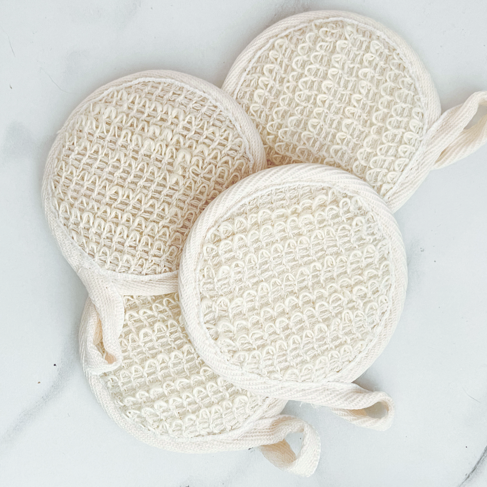 Set of 4 Ramie Reusable Exfoliating Facial Pads